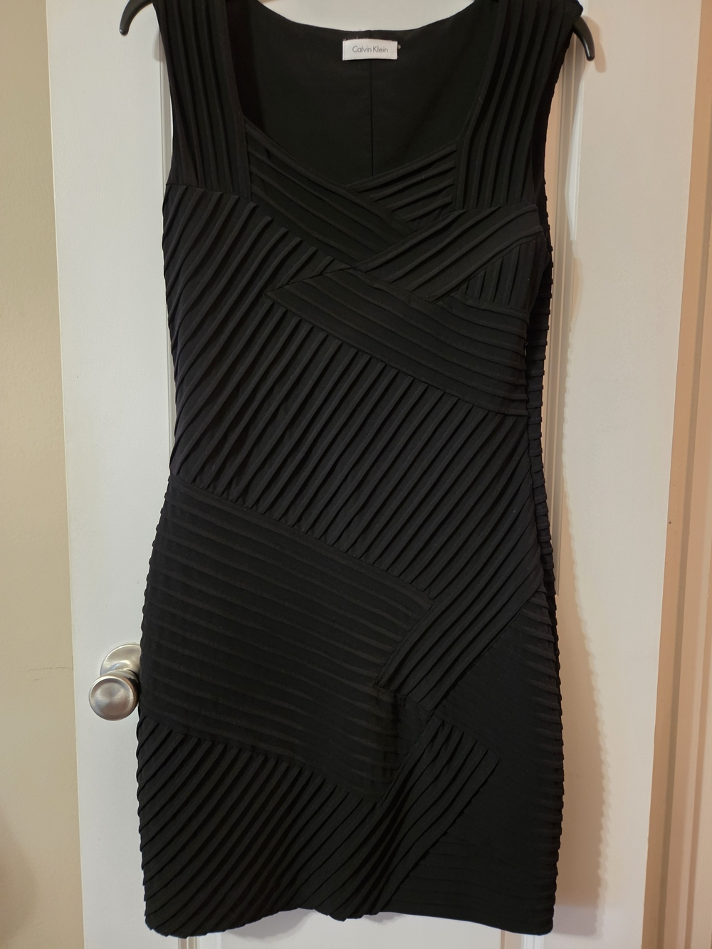 Calvin Klein Black Ribbed Paneled Mini Dress